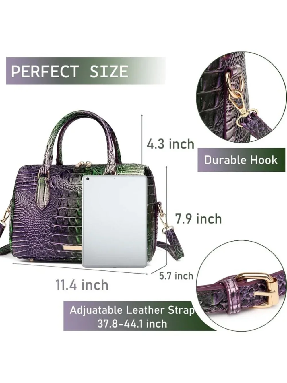 Stylish Crocodile Texture Handbag for Women - Top Handle Leather Shoulder Purse